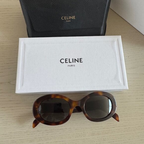 Celine Triomphe Oval Sunglasses in Havana - Picture 2 of 5